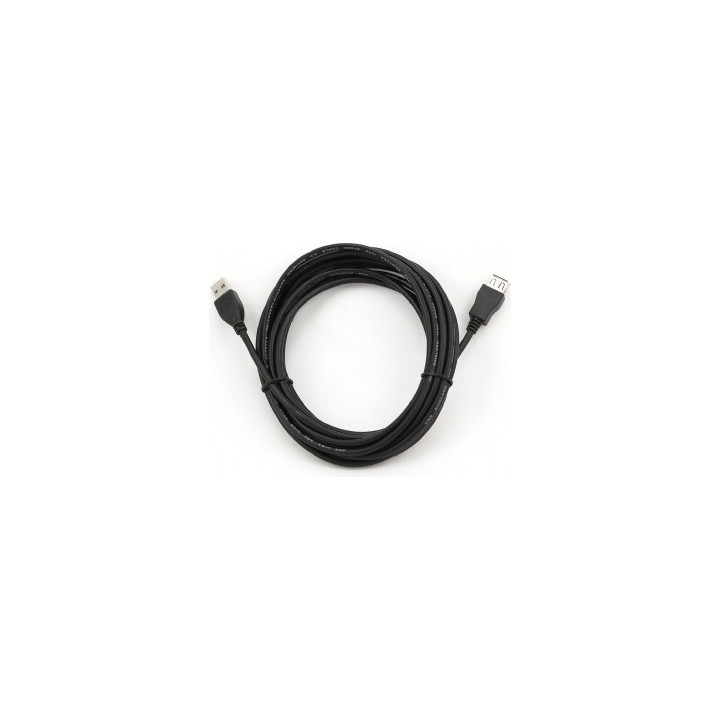 CABLU USB GEMBIRD prelungitor, USB 2.0 (T) la USB 2.0 (M), 4.5m, conectori auriti, negru, "CCP-USB2-AMAF-15C" (timbru verde 0.18