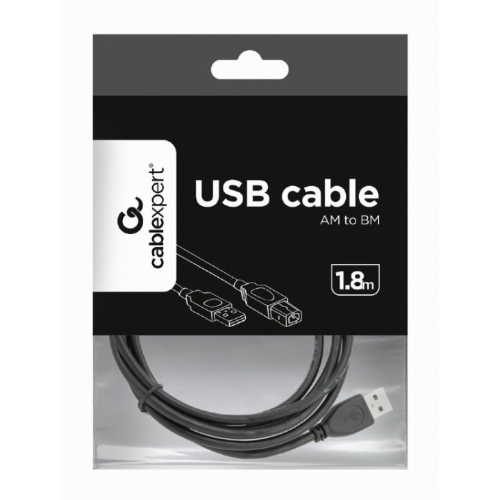 USB KÁBEL GEMBIRD USB 2.0 (T) - USB 2.0 Type-B (T) 1.8m aranyozott csatlakozókkal fekete "CCP-USB2-AMBM-6" / 45505977
