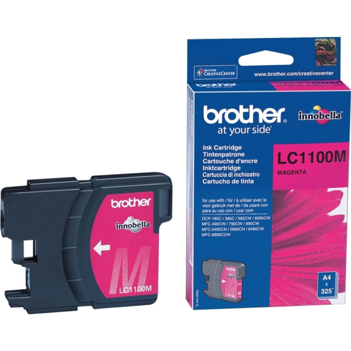 Original Brother Magenta Ink Cartridge LC1100HYM for DCP-6690, MFC-5895, MFC-6490, MFC-6890 - 750 pages.