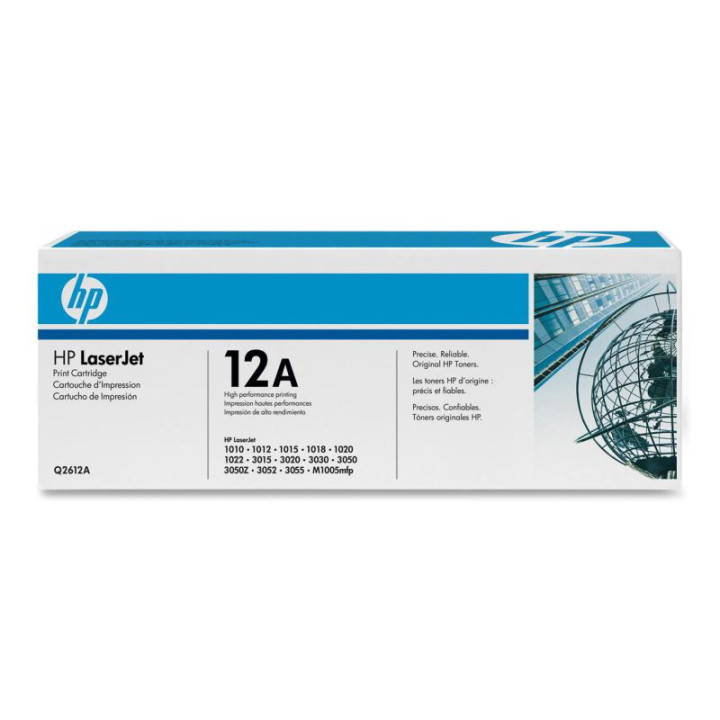 Original HP Black Toner No. 12A for LaserJet 1010|1012|1015|1018|1020|1022|3015|3020|3030|3050|3052|3055|M1005|M1319F 2K "Q2612A