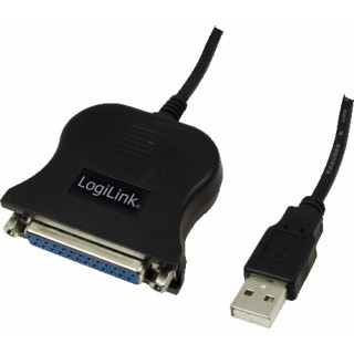 LOGILINK USB kábel, USB 2.0 (T) párhuzamos (D-Sub 25-tűs) 1,5 m, USB portot csatlakoztat párhuzamos portú nyomtatóhoz, fekete "U