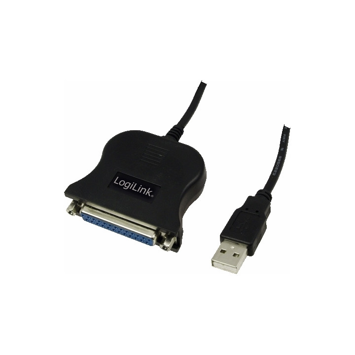 CABLU USB LOGILINK adaptor, USB 2.0 (T) la Paralel (D-Sub 25-pin), 1.5m, conecteaza port USB cu imprimanta cu port paralel, negr