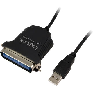 USB LOGILINK кабел адаптер USB 2.0 (T) към Паралелен (Centronics 36-пинов) 1.5м, свързва USB порт с принтер с паралелен порт чер