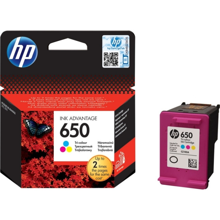 HP 650 Színes Eredeti Tintapatron DJ 1015|1515|2515|2545|2645|3515|3545|4515 "CZ102AE"