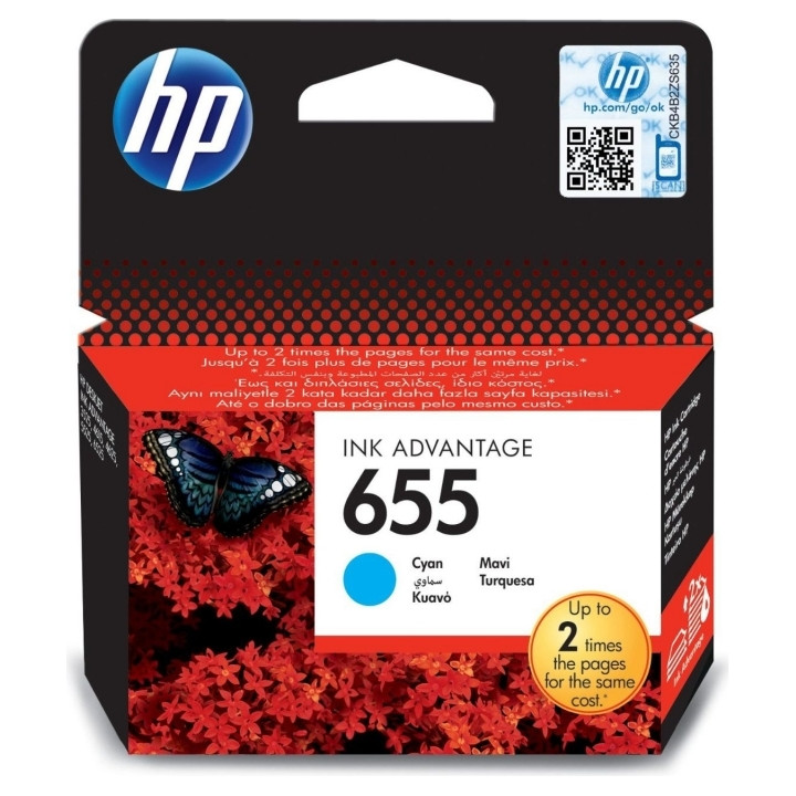 Cartus Cerneala Original HP Cyan, nr.655, pentru DJ3525|4615|4625|5525|6525, , (timbru verde 0.15 lei), "CZ110AE"