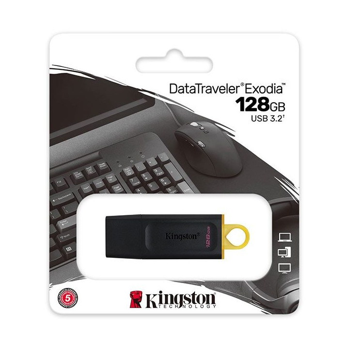 Memorie USB 3.2 / 3.1 / 3.0 / 2.0 Kingston, 128GB, DataTraveler, Black