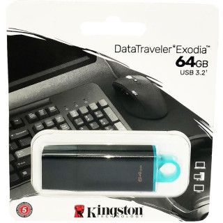 Memorie USB 3.2 / 3.1 / 3.0 / 2.0 Kingston, 64GB, DataTraveler, Black
