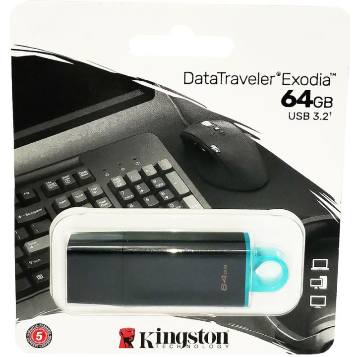Memorie USB 3.2 / 3.1 / 3.0 / 2.0 Kingston, 64GB, DataTraveler, Black