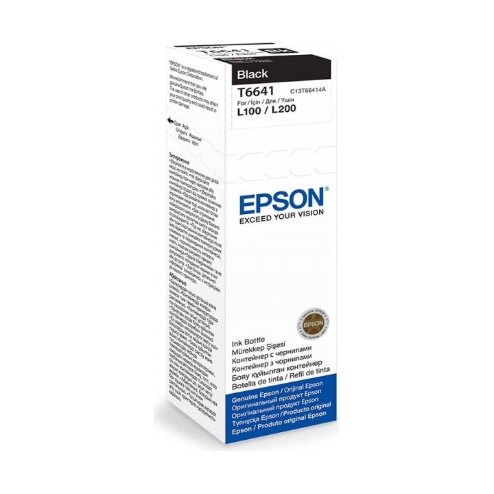 Original Epson Black Ink Cartridge T66414A for L100, L120, L200, L110, L210, L220, L300, L355, L550 "C13T66414A" (RAPO)
