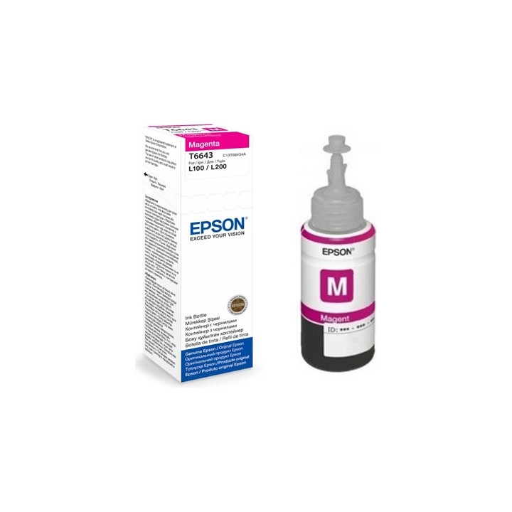 Cartus Cerneala Original Epson Magenta, T66434A, pentru L100|L120||L200|L110|L210|L220|L300|L355|L550, , (timbru verde 0.15 lei)