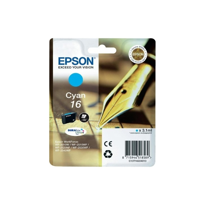 Оригинален мастилен картридж Epson Cyan T1622 за WF2540 "C13T16224010"