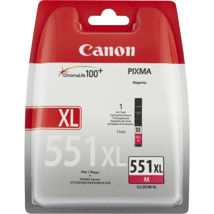 Cartus Cerneala Original Canon Magenta, CLI-551XLM, pentru Pixma IP-7250|8750|IX-6850|MG-5450|5550|5650|6350|6450|6650|7150|7550