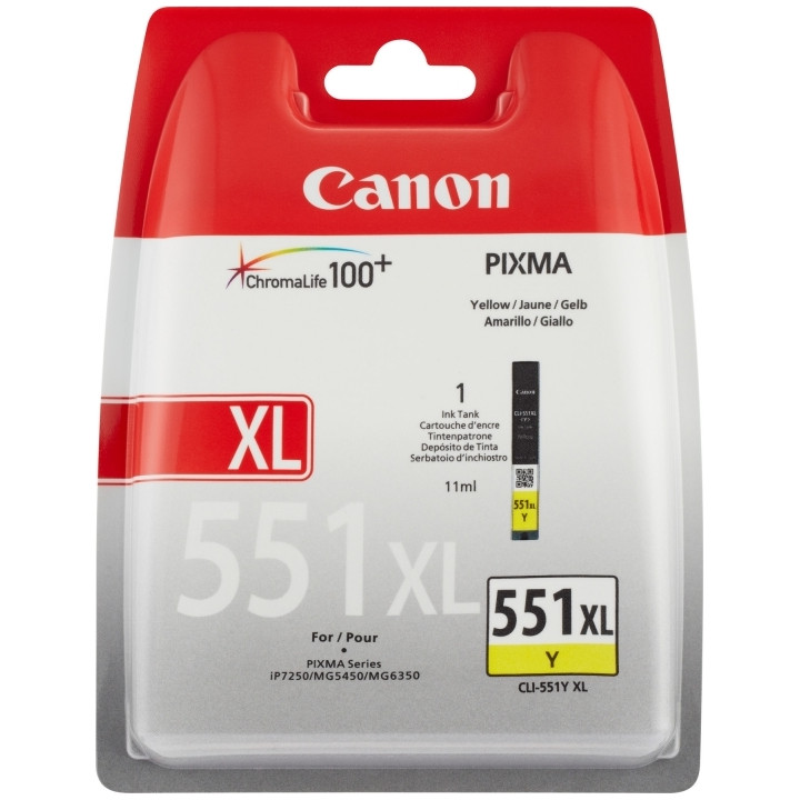 Cartus Cerneala Original Canon Yellow, CLI-551XLY, pentru Pixma IP-7250|8750|IX-6850|MG-5450|5550|5650|6350|6450|6650|7150|7550|