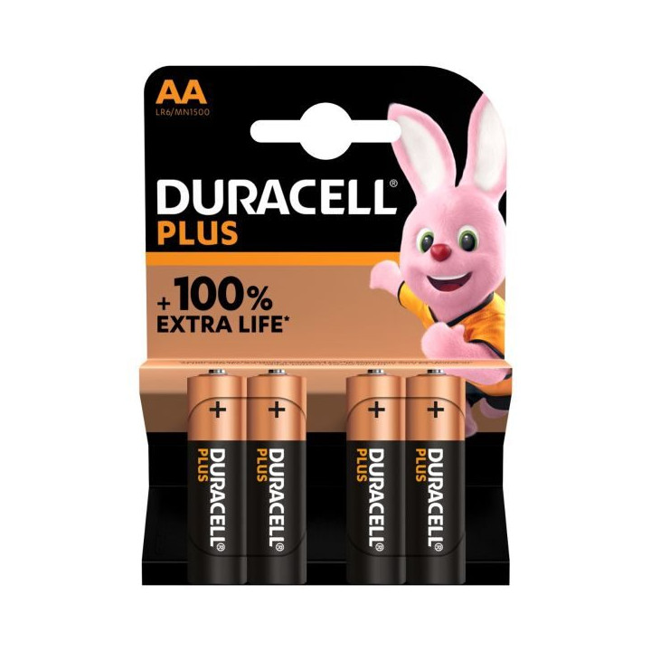 Baterii alcaline Duracell Plus 100% Extra Life LR6 4 buc/blister
