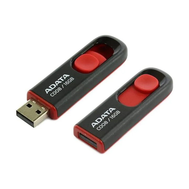Memorie USB ADATA, 16GB, capac retractabil, Black/Red (4718050609604)