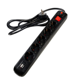 Prelungitor SPACER, 1,8m, 5 prize schuko, 2 x USB