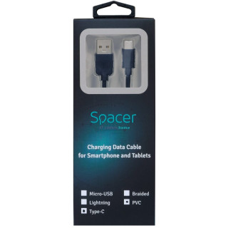 Cablu SPACER USB la tip C, 100cm, negru (5949046610109)