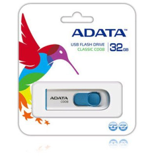 Memorie USB ADATA, 32GB, capac retractabil, Alb (AC008-32G-RWE)