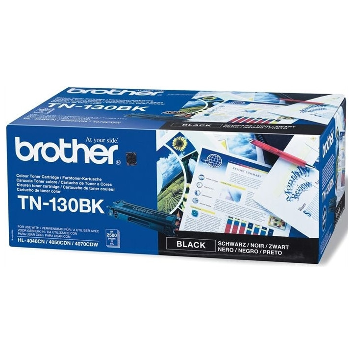 Original Brother Black Toner TN130BK for MFC-9440|9450|9840|9040|HL-4070|4040|4050, 2.5K pages.