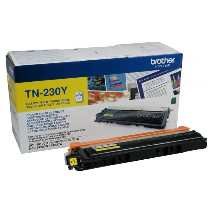 Original Brother Yellow Toner TN230Y for HL-3040|3070|DCP-9010|MFC-9120|9320, 1.4K pages.