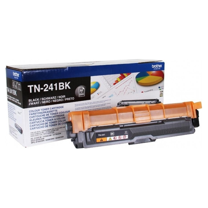 Original Brother Black Toner TN241BK for HL-3140|3150|3170|DCP-9010|9015|9020|9140|9330|9340, 2.5K pages.