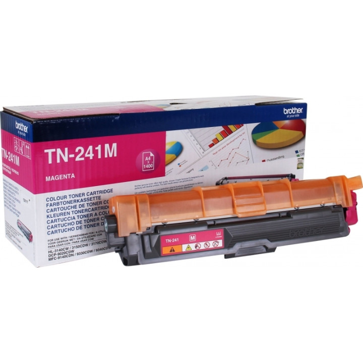 Original Brother Magenta Toner TN241M for HL-3140|3150|3170|DCP-9010|9015|9020|9140|9330|9340, 1.4K pages.