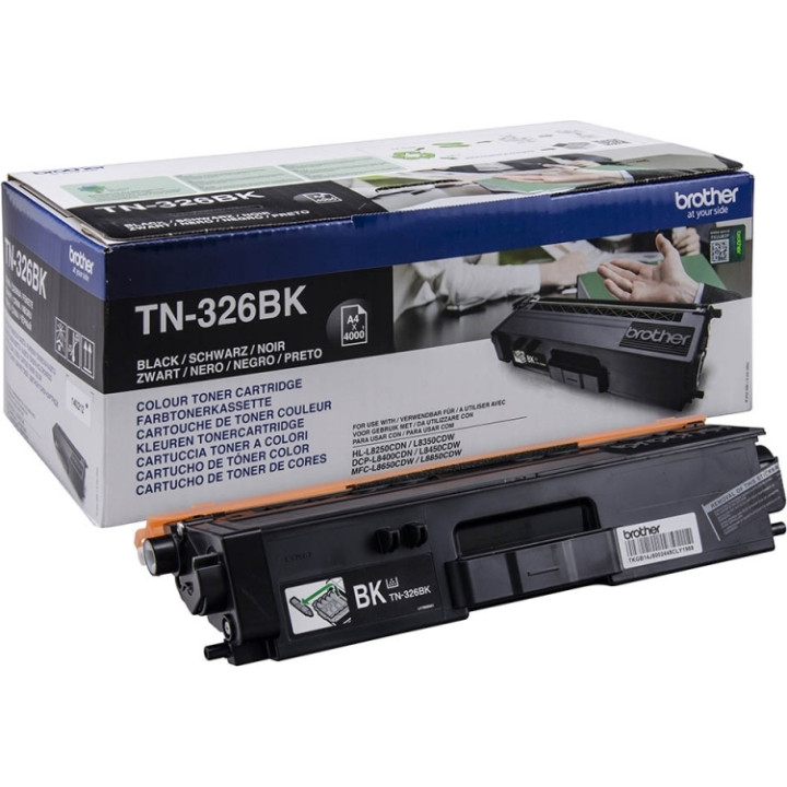 Original Brother Black Toner TN326BK for HL-L8250|L8350, 4.5K pages.