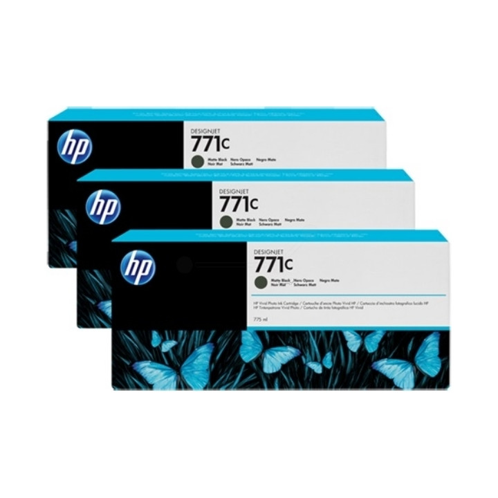 Tri-Pack Original HP Matte Black No. 771C for DesignJet Z6200 "B6Y31A"