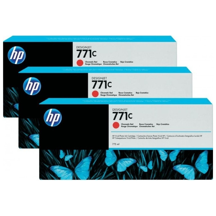 Tri-Pack Eredeti HP Piros Chromatic nr.771C a DesignJet Z6200-hoz "B6Y32A"
