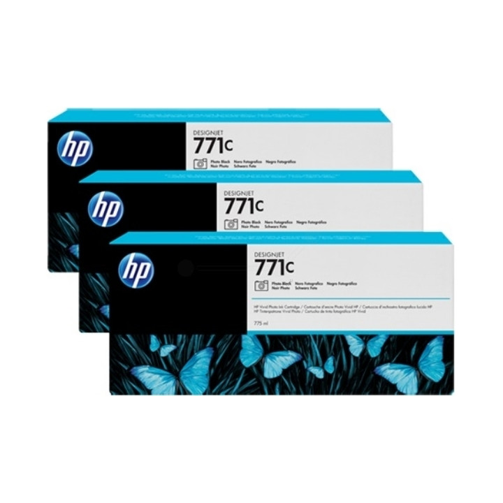 Tri-Pack Original HP Photo Black, nr.771C, pentru DesignJet Z6200, , (timbru verde 0.45 lei), "B6Y37A"
