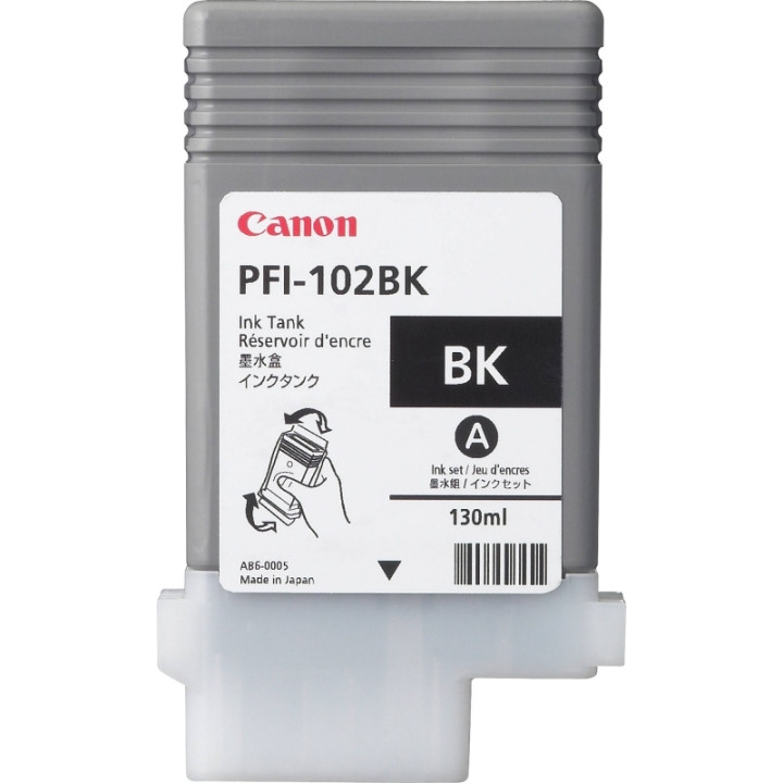 Original Canon Black Ink Cartridge PFI-102B for LP17 | LP24 | iPF500 | iPF6X0 | iPF7X0 NOPP "CF0895B001AA"