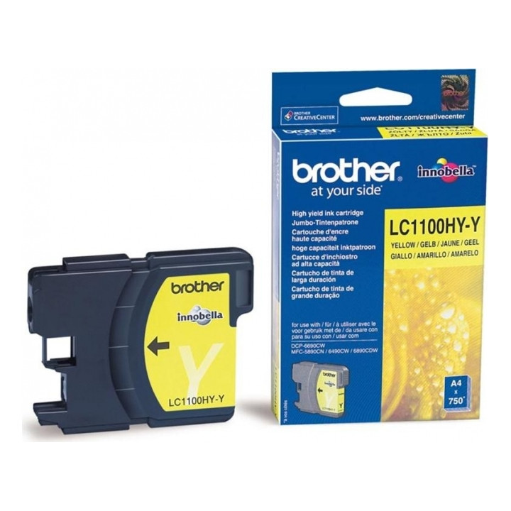 Original Brother Yellow Ink Cartridge LC1100HYY for DCP-6690, MFC-5895, MFC-6490, MFC-6890 - 750 pages.