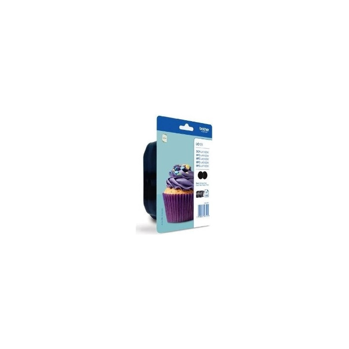 Dual-Pack Original Brother Black, LC123BKBP2, pentru DCP-J4110| MFC-J4410|J4510|J4610|J4710|J6520|J6920, 2x600, (timbru verde 0.