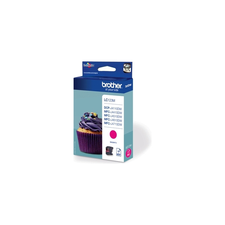 Cartus Cerneala Original Brother Magenta, LC123M, pentru DCP-J4110| MFC-J4410|J4510|J4610|J4710|J6520|J6920, 600, (timbru verde 