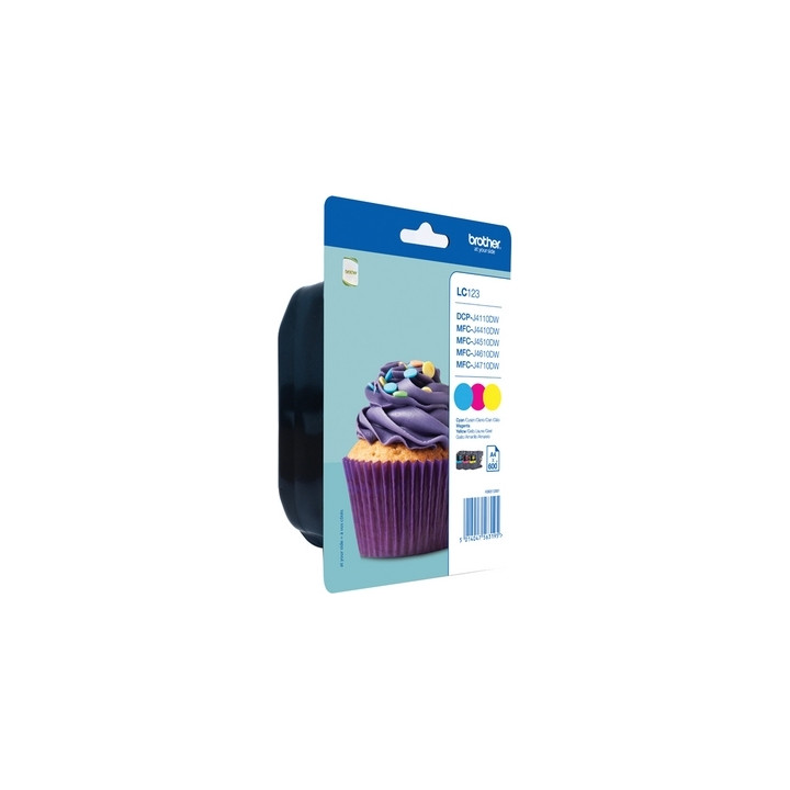 Combo-Pack Original Brother CMY, LC123RBWBP, pentru DCP-J4110| MFC-J4410|J4510|J4610|J4710|J6520|J6920, 3x600, (timbru verde 0.4