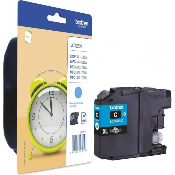 Картридж оригинално мастило Brother Cyan LC125XLC за DCP-J4110|MFC-J4410|J4510|J4610|J4710|J6520|J692 1.2K "LC125XLC"