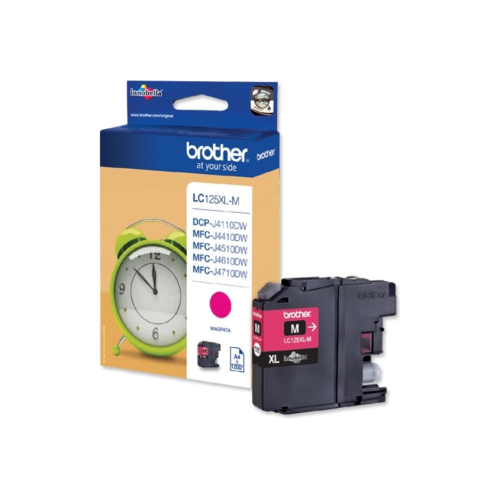 Cartus Cerneala Original Brother Magenta, LC125XLM, pentru DCP-J4110|MFC-J4410|J4510|J4610|J4710|J6520|J6920, 1.2K, (timbru verd