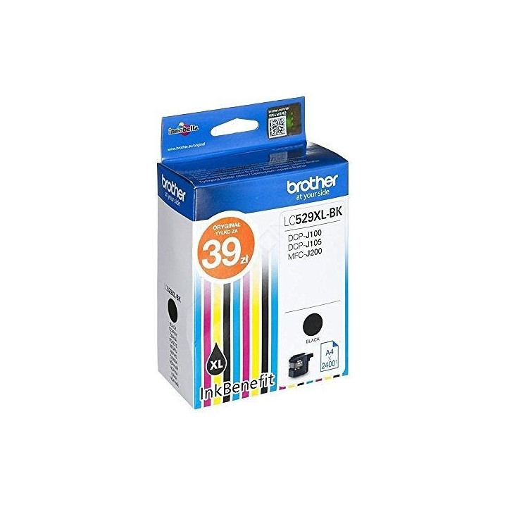Cartus Cerneala Original Brother Black, LC529XLBK, pentru DCP-J100|J105|MFC-J200, 2.4K, (timbru verde 0.15 lei), "LC529XLBK"