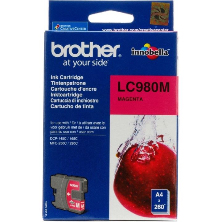 Original Brother Magenta Ink Cartridge LC980M for DCP-145C, 165C, 195C, 365C, 375C, MFC-250C, 290C, 295CN 295.