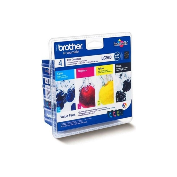 Original Brother Ink Cartridge CMYK LC980VALBP for DCP-145C | 165C | 195C | 365C | 375C | MFC-250C | 290C | 295CN 1x 300, 3x295 