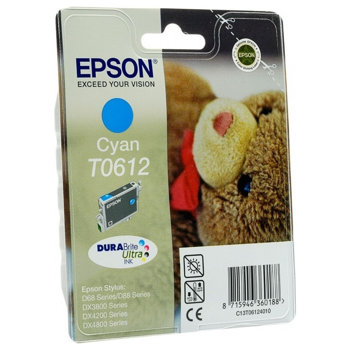 Cartus Cerneala Original Epson Cyan, T0612, pentru D88|D68PE|DX4800|DX4850|DX4200|DX4250|DX3800|DX3851, , (timbru verde 0.15 lei