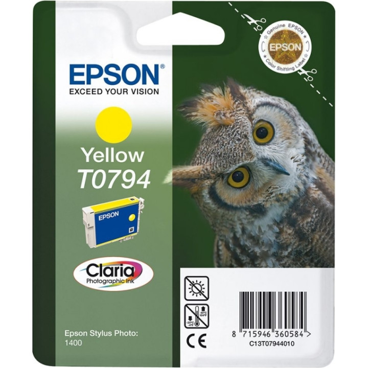Eredeti Epson sárga tintapatron T0794 Stylus Photo 1400-hoz "C13T07944010"