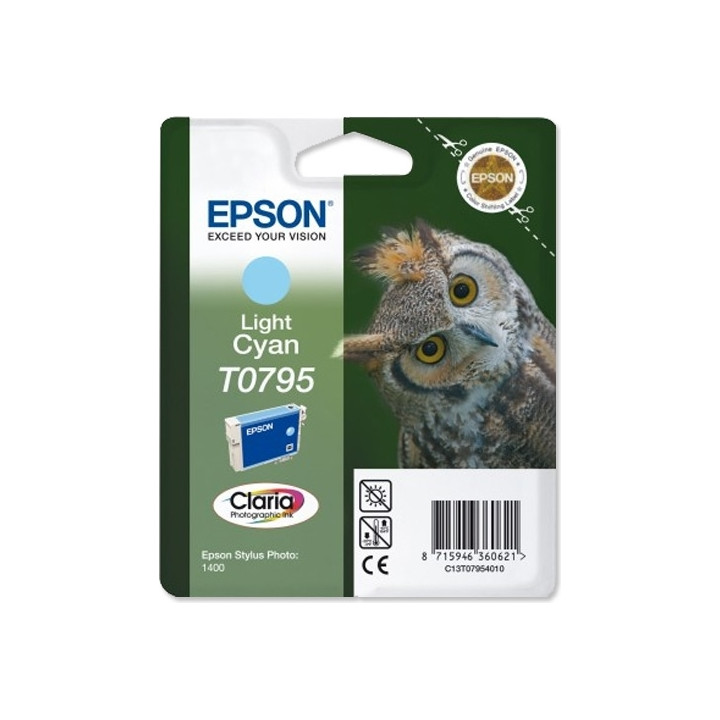 Cartus Cerneala Original Epson Cyan, T0795, pentru Stylus Photo 1400, , (timbru verde 0.15 lei), "C13T07954010"