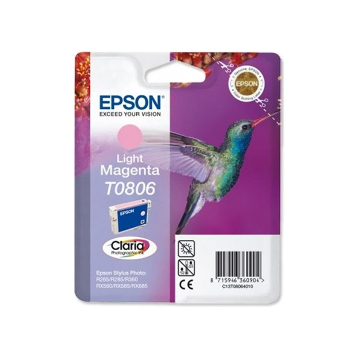 Original Epson Light Magenta Ink Cartridge T0806 for Stylus Photo R265|360|RX562 "C13T08064011" (RAPO)