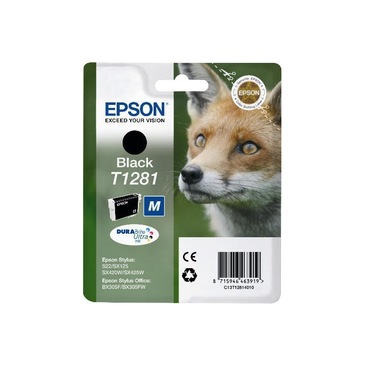 Оригинален мастилен картридж Epson Black T1281 за S22|SX125 "C13T12814011"