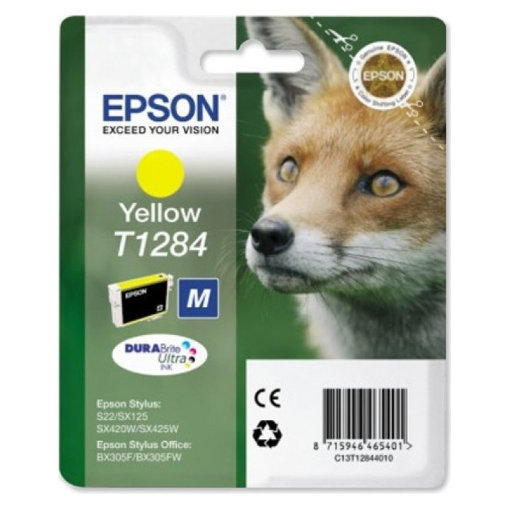 Cartus Cerneala Original Epson Yellow, T1284, pentru S22|SX125, , (timbru verde 0.15 lei), "C13T12844011"