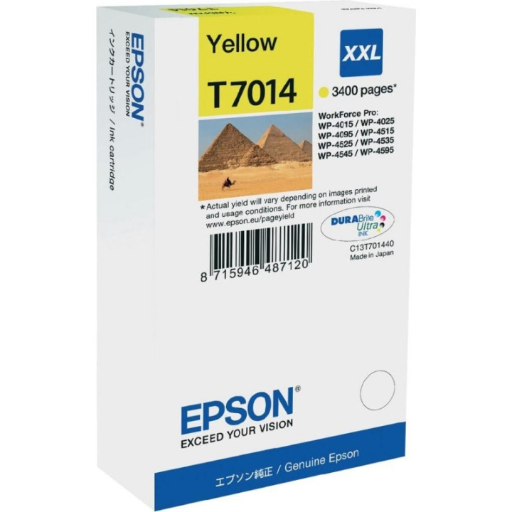 Cartus Cerneala Original Epson Yellow, T7014, pentru WP4000|4500, , (timbru verde 0.15 lei), "C13T70144010"(RAPO)