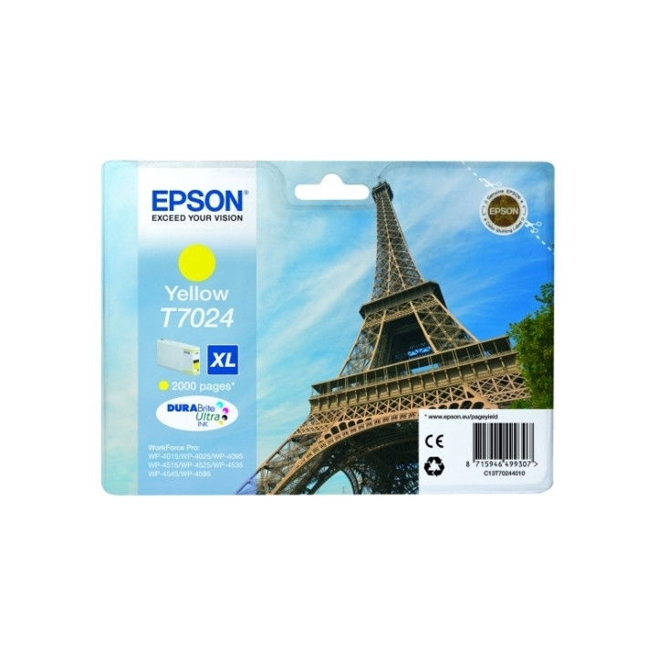 Eredeti Epson sárga tintapatron T7024 WP4000|4500-hoz "C13T70244010"