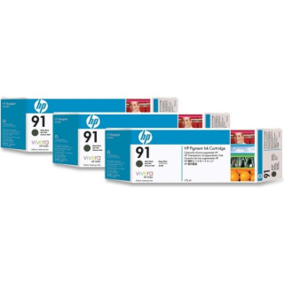 Tri-Pack Eredeti HP Matt Fekete nr.91 a DesignJet Z6100-hez 3x775ml "C9480A"