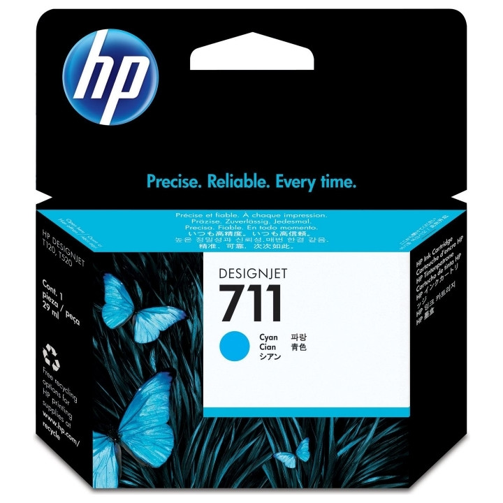 Cartus Cerneala Original HP Cyan, nr.711, pentru DesignJet T120|T520, , (timbru verde 0.15 lei), "CZ130A"